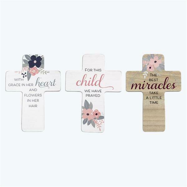 Youngs Wood Baby Cross Signs, Assorted Color - 3 Piece 11328